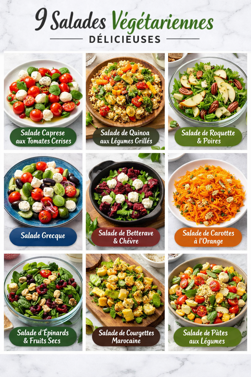 9 Salades Végétariennes Délicieuses