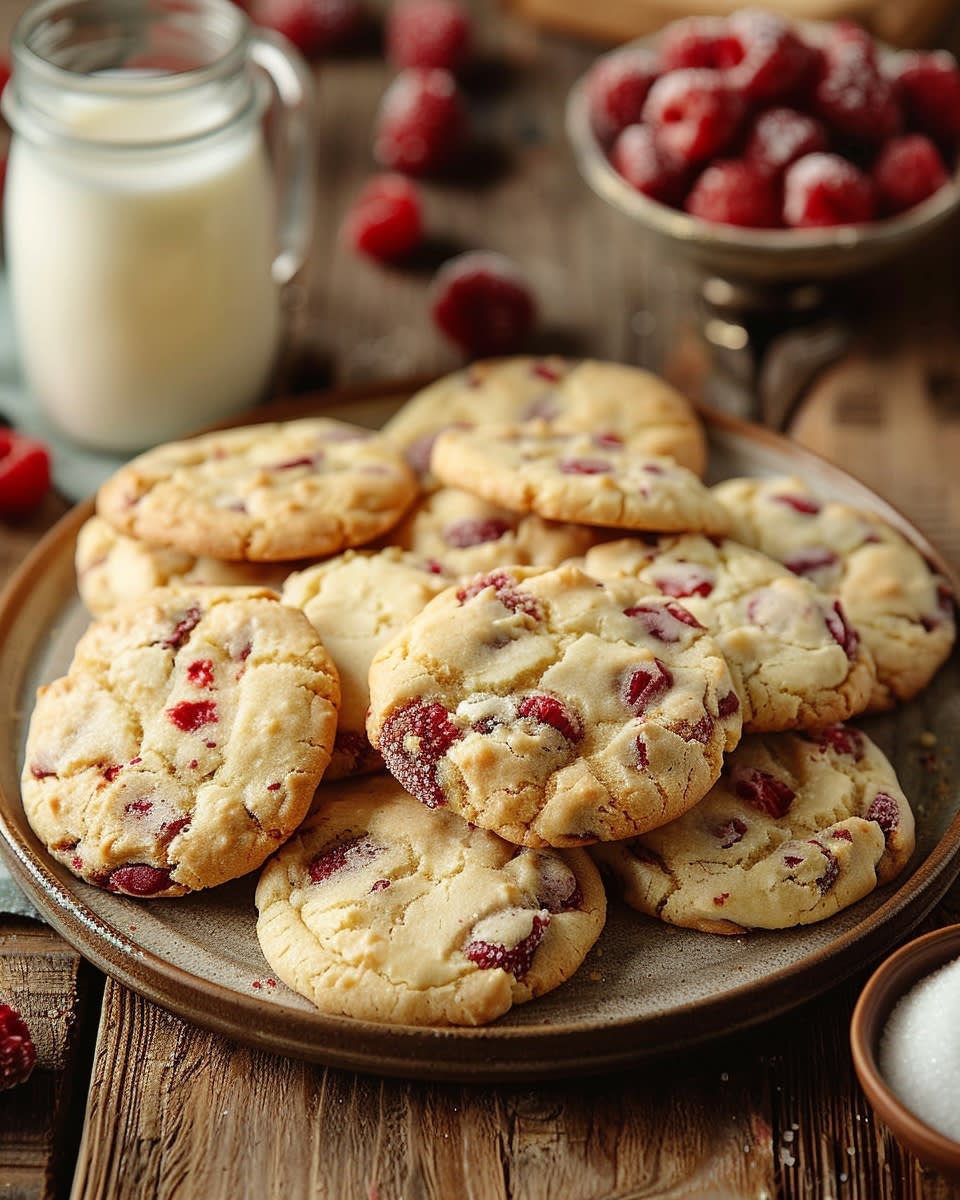 Cookies au chocolat blanc et framboises