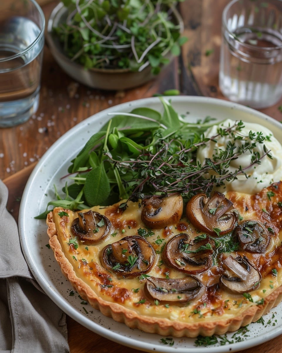 Tarte aux champignons et crème