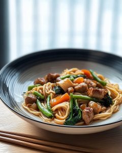 Nouilles Chinoises au Bœuf et Légumes Recette Rapide et Délicieuse
