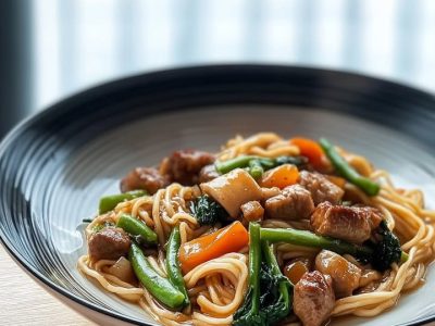 Nouilles Chinoises au Bœuf et Légumes Recette Rapide et Délicieuse