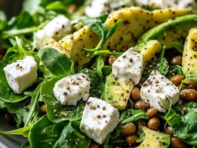 Salade de Lentilles Vertes Avocat et Chèvre Fraîche et Délicieuse
