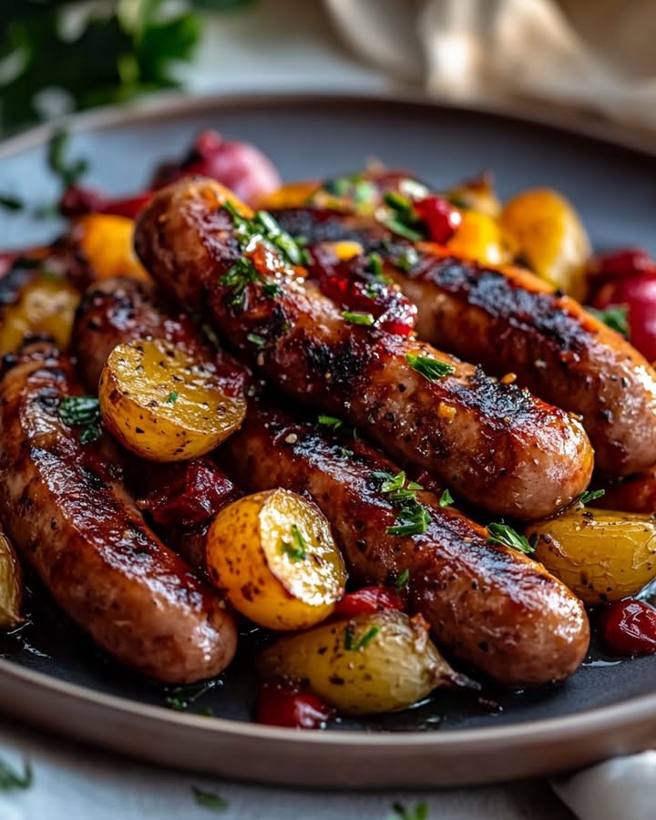 Saucisses Rôties et Légumes : Recette Réconfortante et Facile